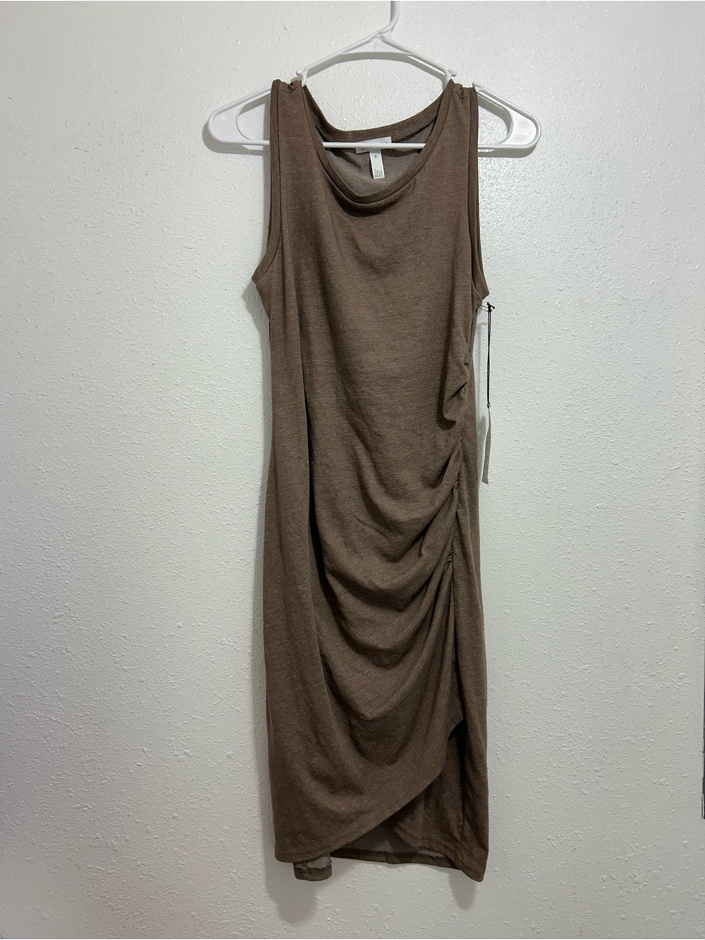 Leith Sleeveless Ruched Midi Dress - Taupe